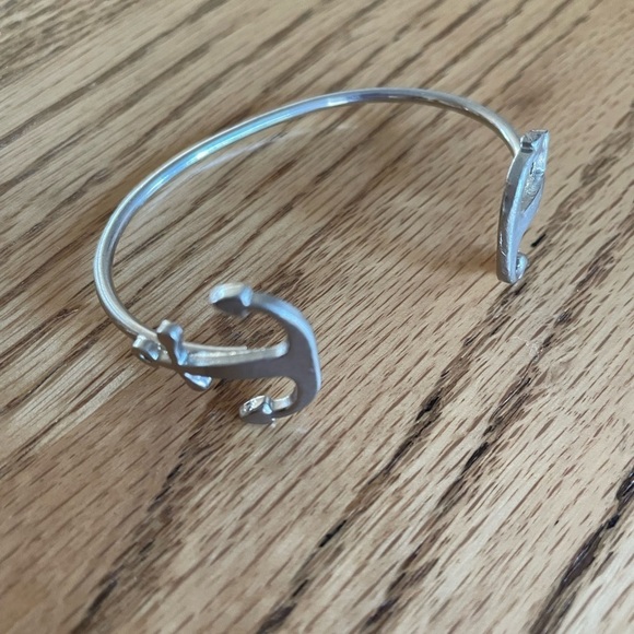 Stainless Steel Adjustable Anchor Cuff Bangle Bracelet - Picture 4 of 5